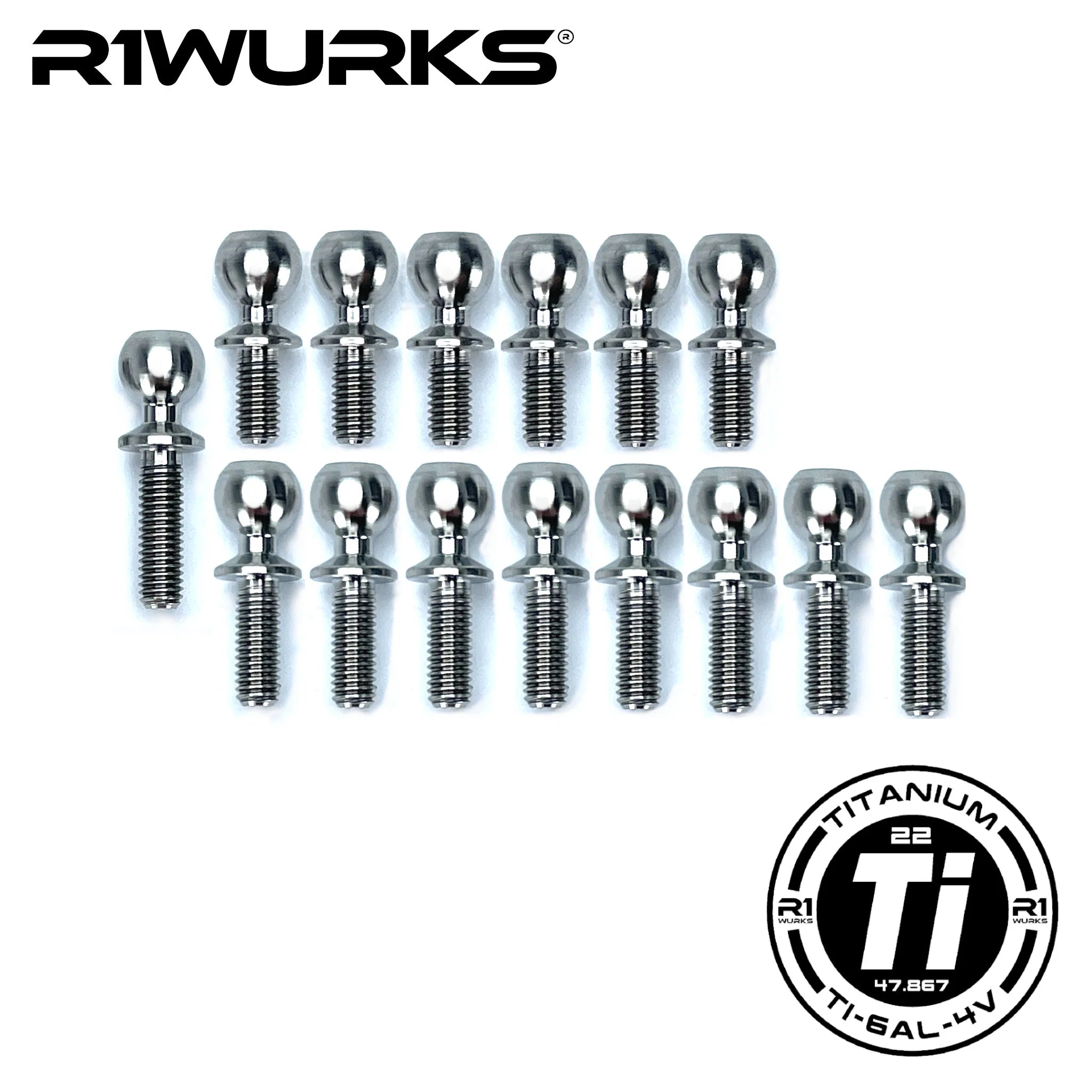 R1 Wurks 900092 B74 Titanium Turnbuckle Ball Stud Set 14pcs