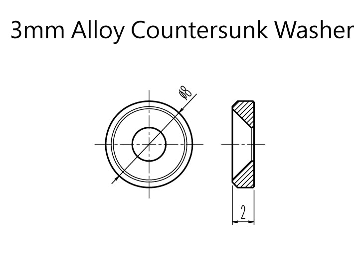 Hiro Seiko 69249 3mm Alloy Countersunk Washer (TRF Blue 10 pcs)