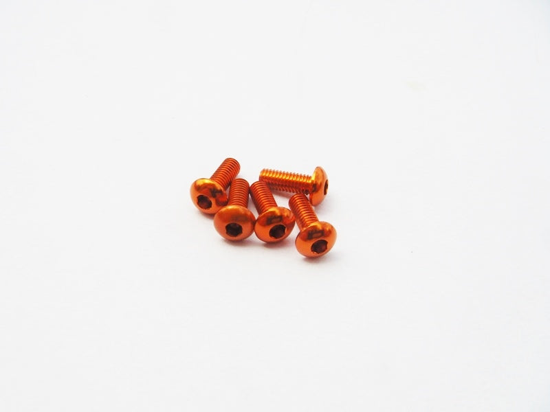 Hiro Seiko Aluminium M3 Hex Button Head Screw (Orange - 5 pcs)