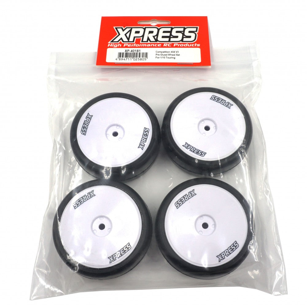 Xpress XP-40181 Competition 40X V3 Pre-Glued 1/10th Touring Wheel Set