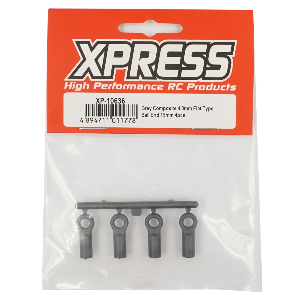 Xpress XP-10636 Grey Composite 4.8mm Flat Type Ball End 15mm (4pcs)