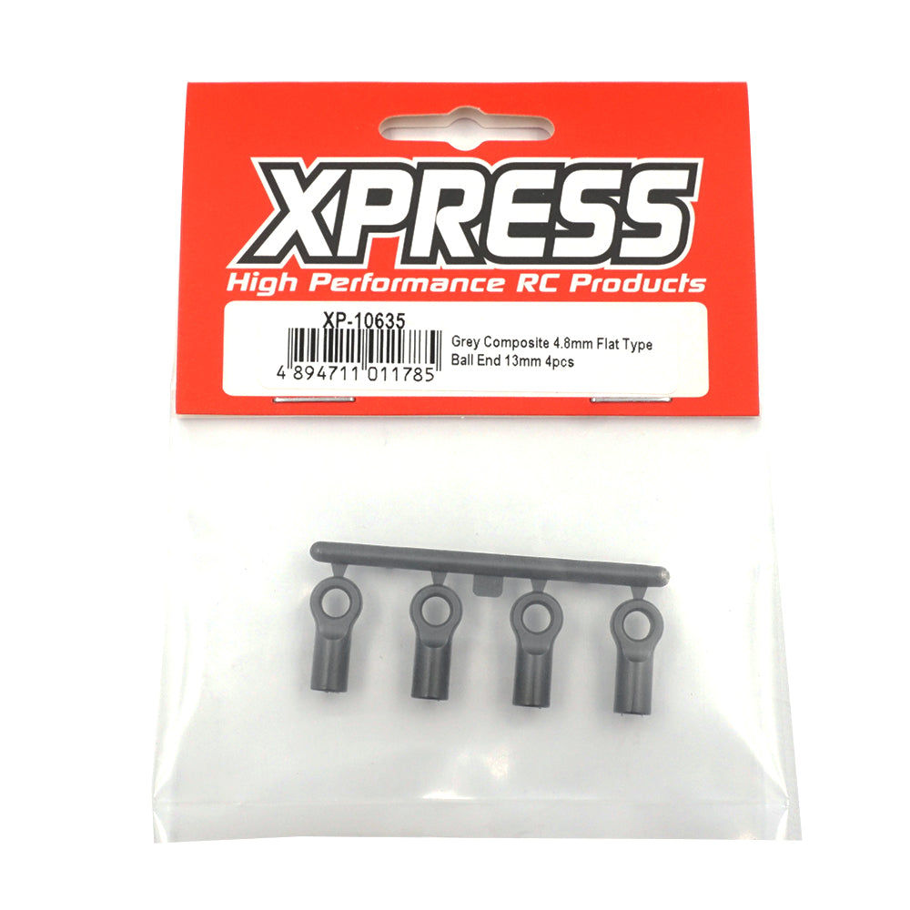 Xpress XP-10635 Grey Composite 4.8mm Flat Type Ball End 13mm (4pcs)