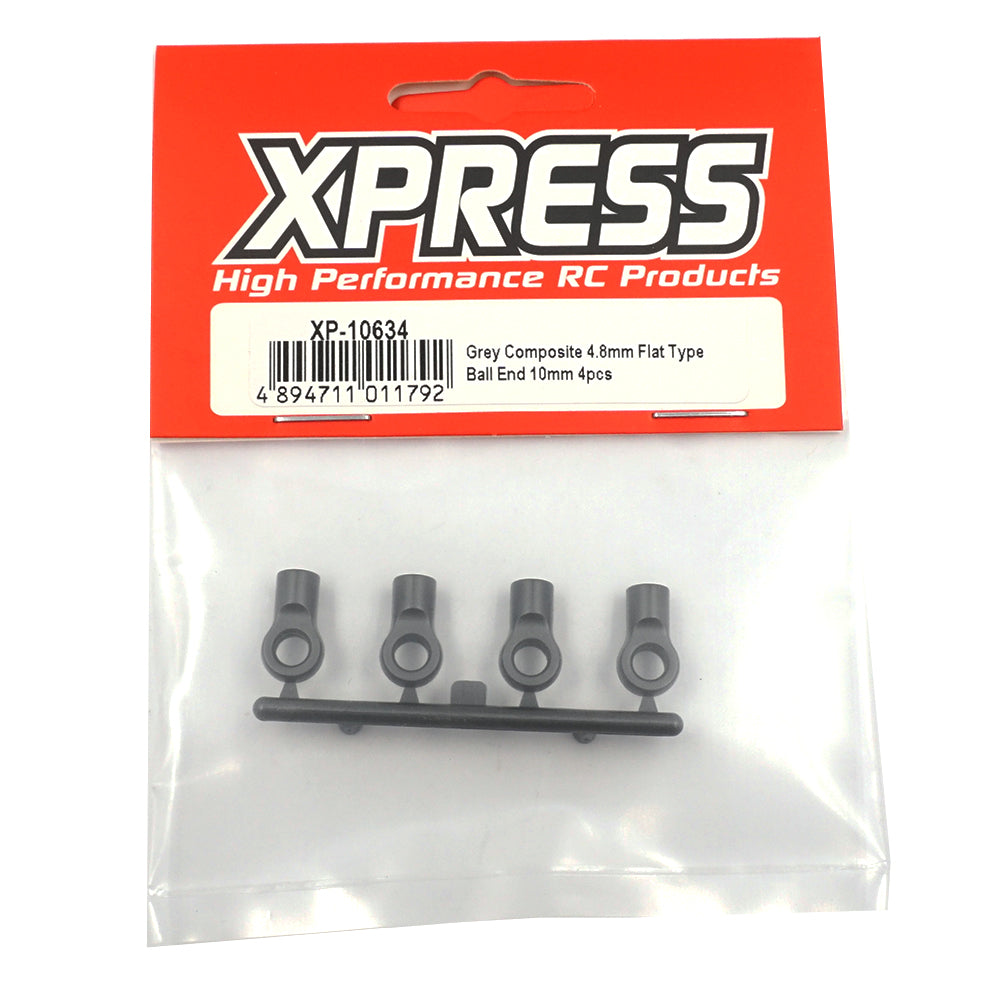 Xpress XP-10634 Grey Composite 4.8mm Flat Type Ball End 10mm (4pcs)