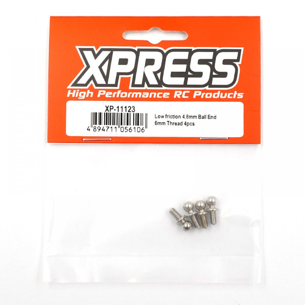 Xpress XP-11123 Low Friction 4.8mm Ball End 6mm Thread 4pcs