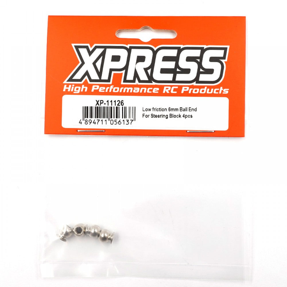 Xpress XP-11126 Low Friction 6mm Ball End for Steering Block 4pcs