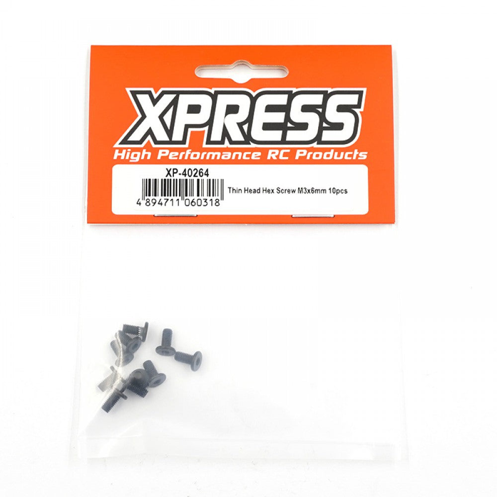 Xpress XP-40264 Thin Head Hex Screw M3x6mm 10pcs