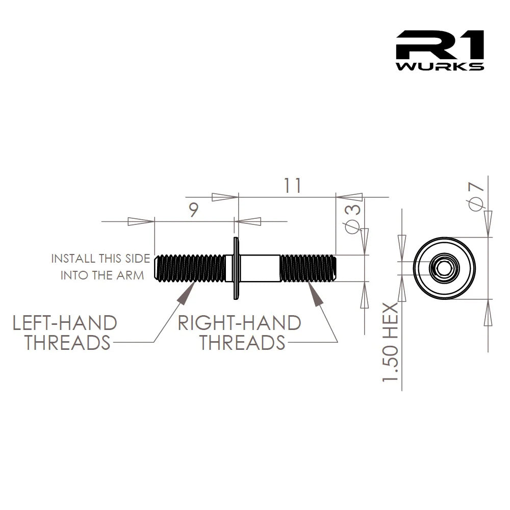 R1 Wurks 900051 B7 Titanium Upper Screw Set (Button Head)