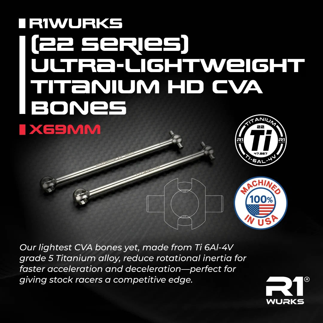 R1 Wurks 900123 Ultra-lightweight Titanium HD CVA Bones X69mm for 22X