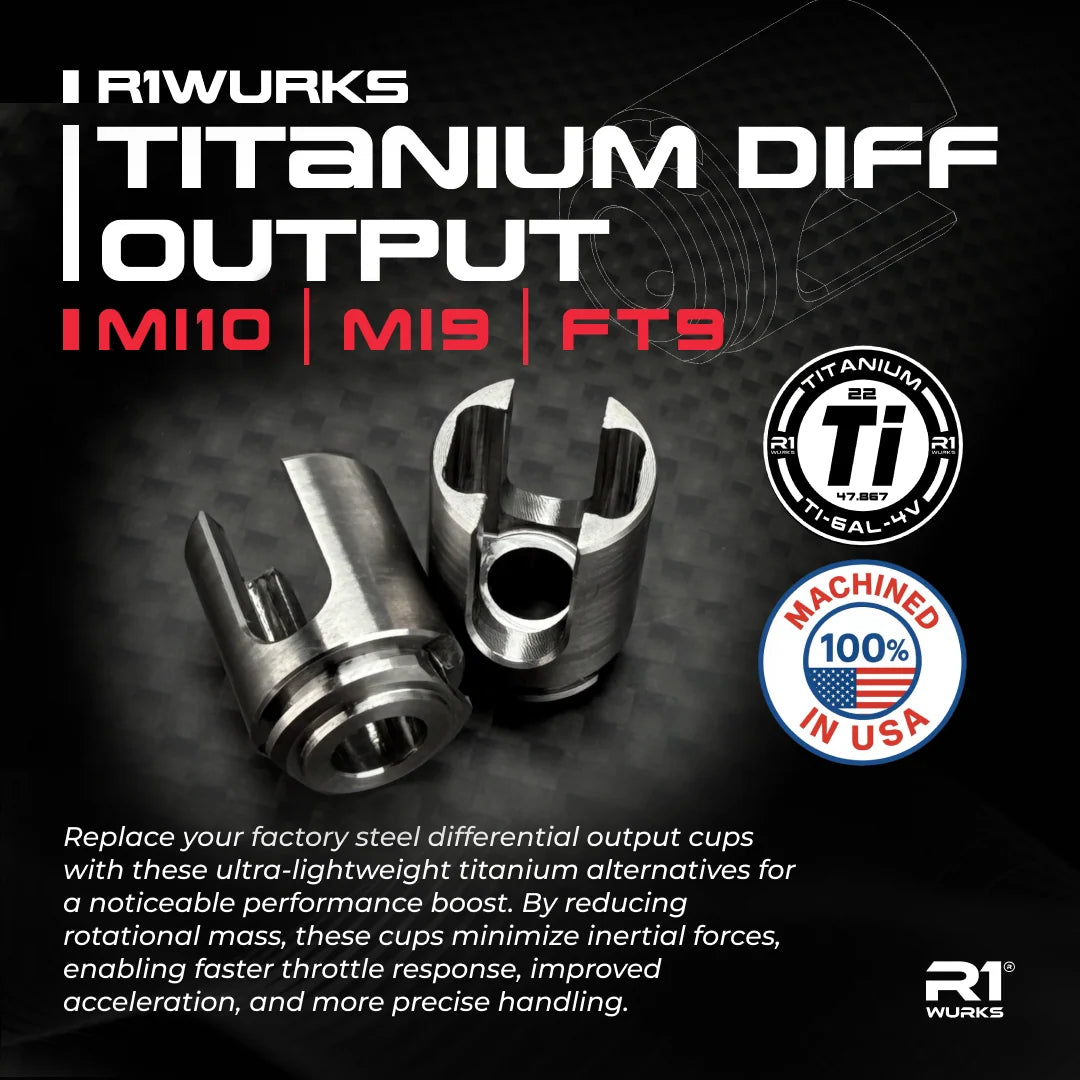 R1 Wurks 900245 Titanium Diff Output Cups for Mi10 + Mi9 + FT9