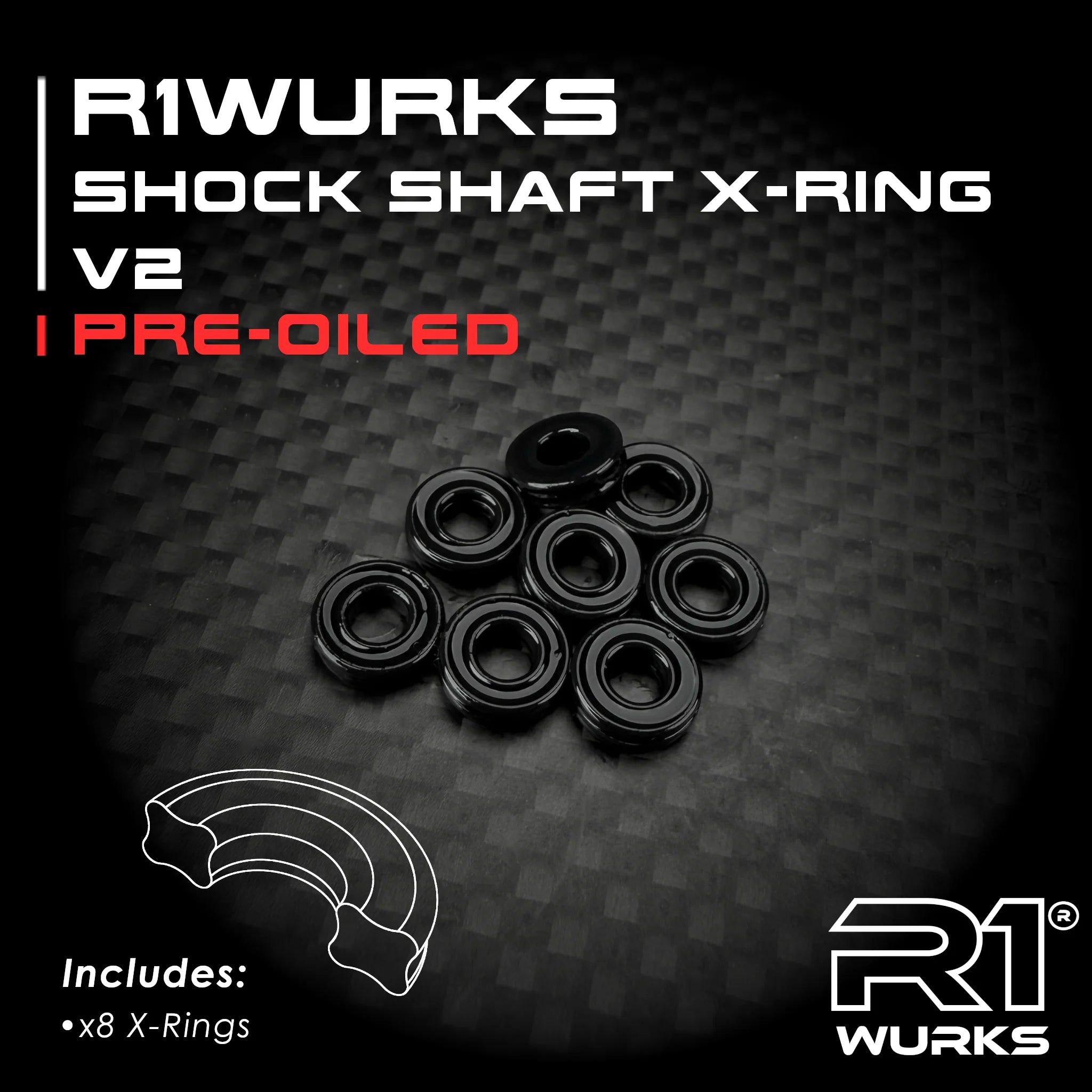 R1 Wurks 920289 V2 Pre-Oiled Shock Shaft X-Rings