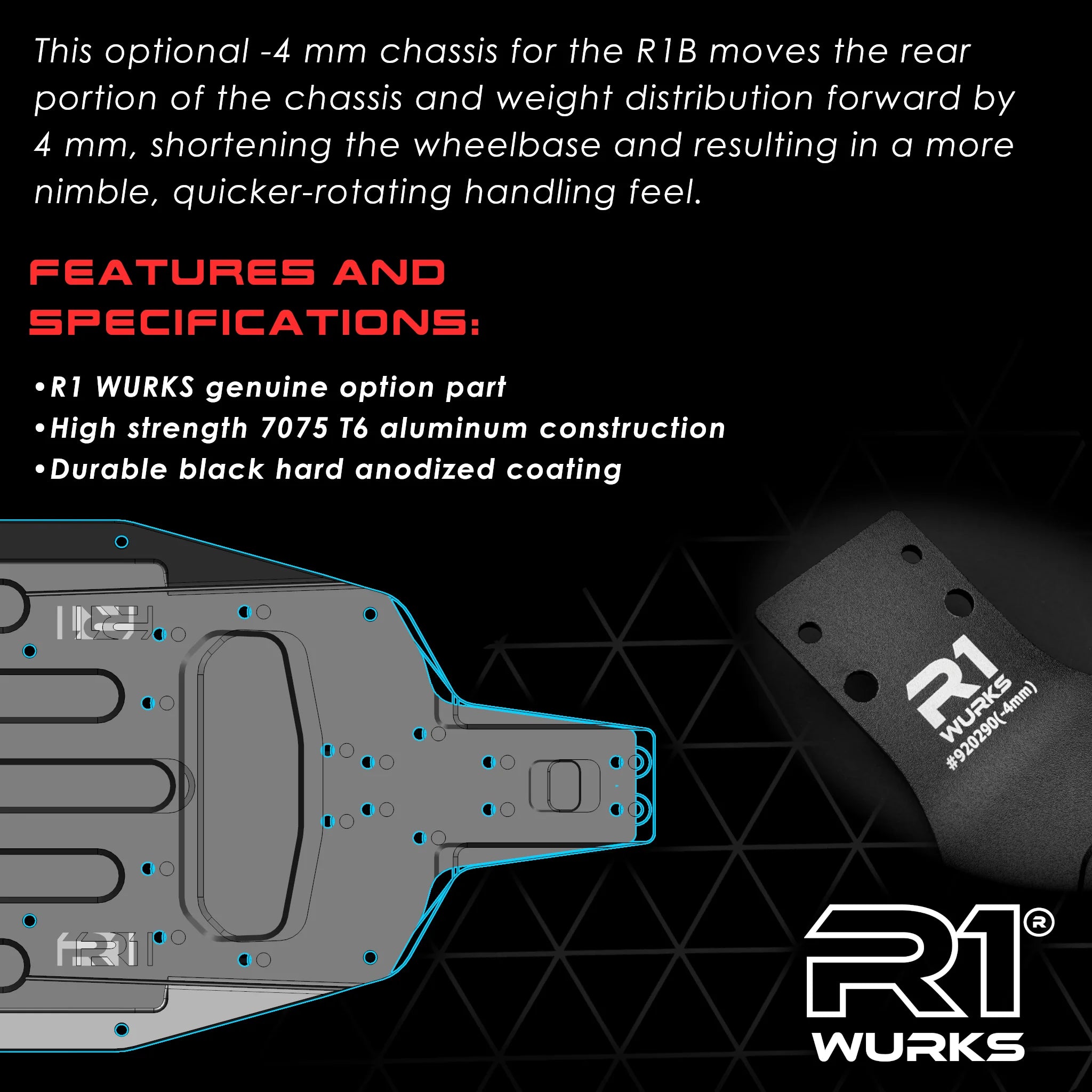 R1 Wurks 920290 R1B Chassis, -4mm