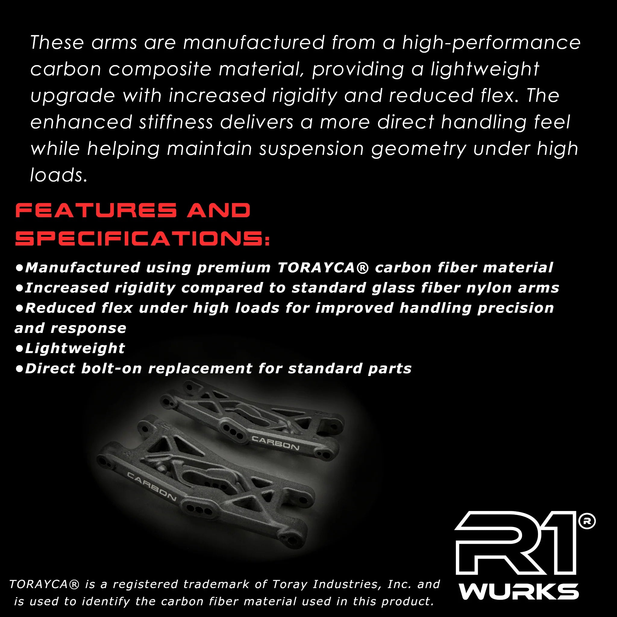 R1 Wurks 920315 R1B Front Carbon Suspension Arms