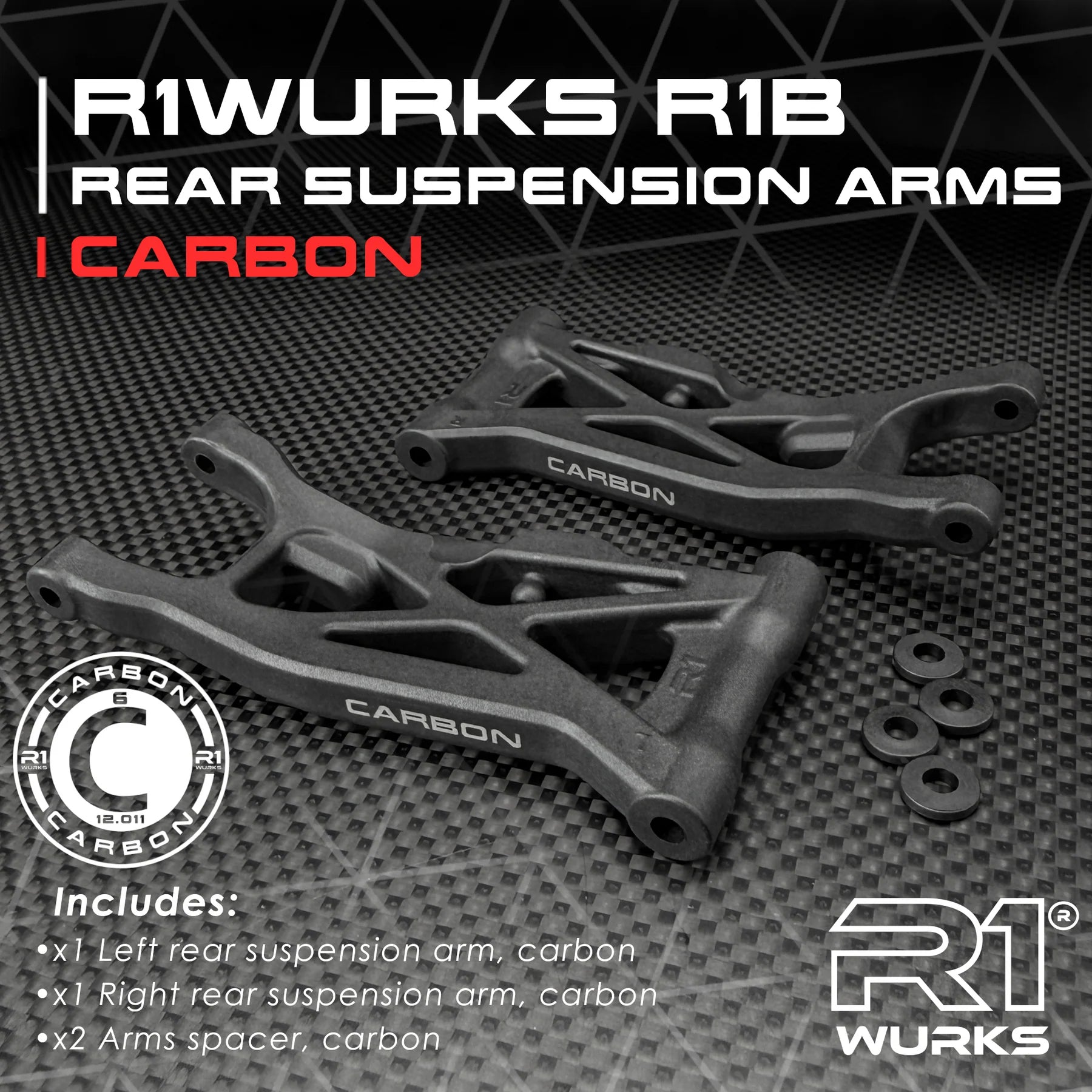 R1 Wurks 920316 R1B Rear Carbon Suspension Arms