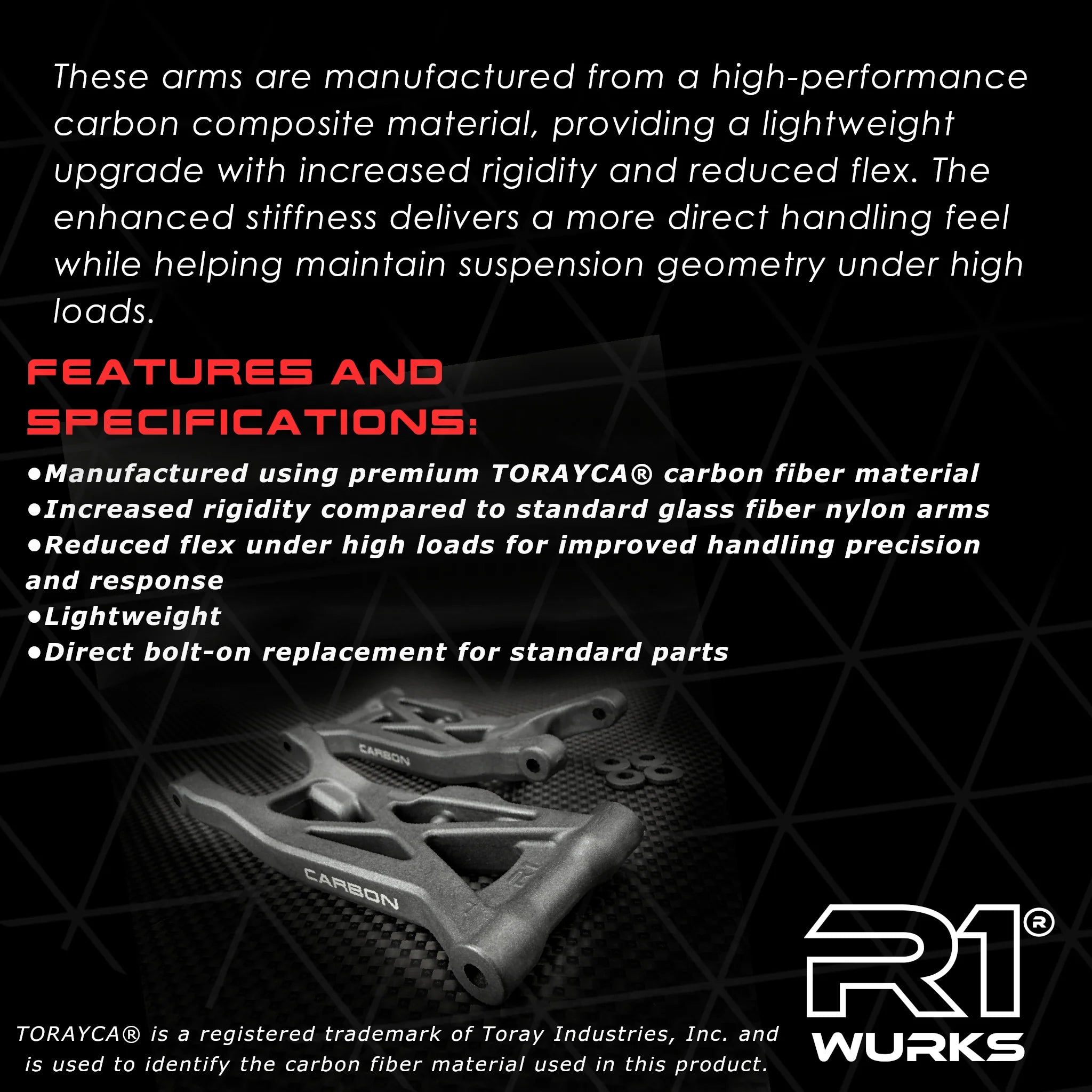 R1 Wurks 920316 R1B Rear Carbon Suspension Arms