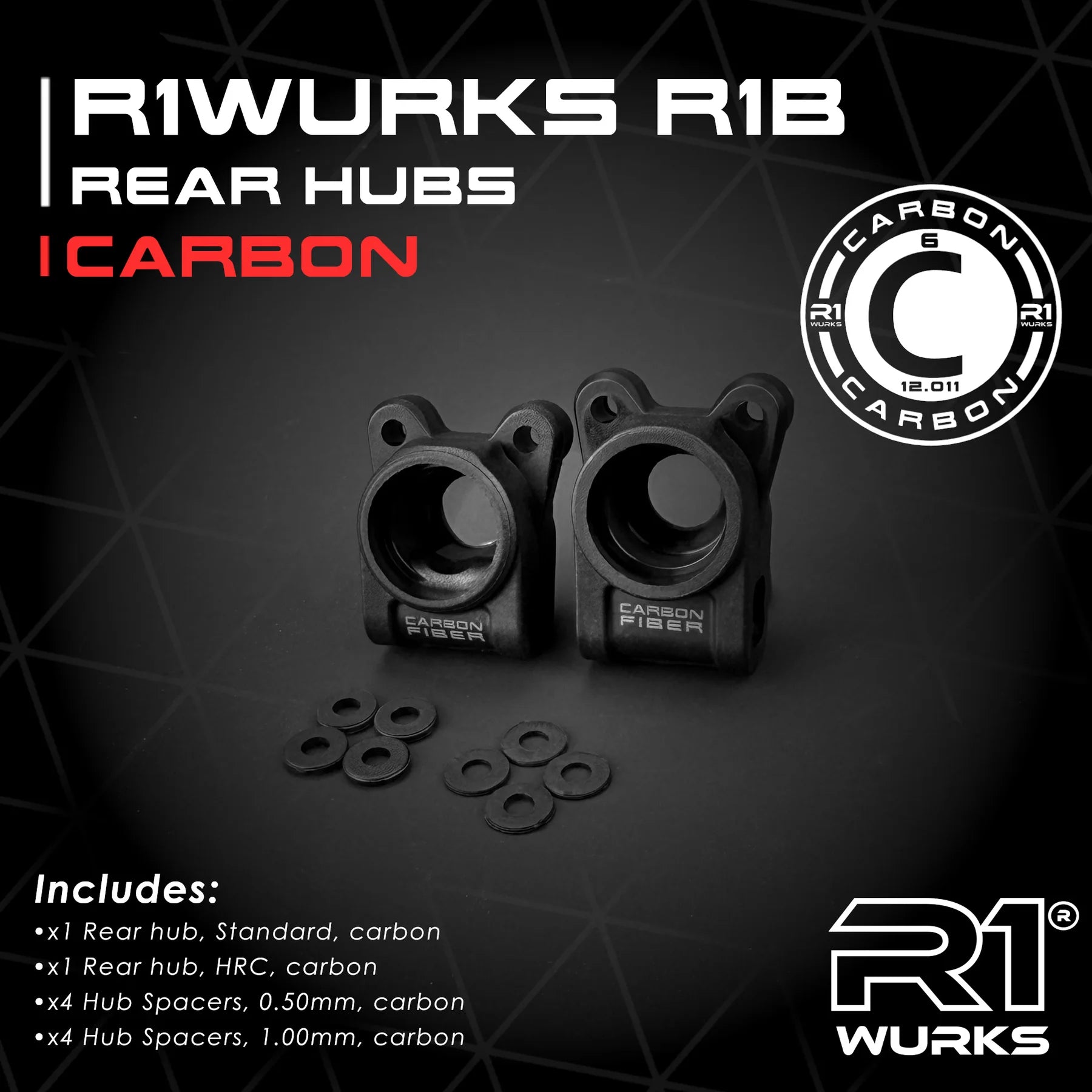 R1 Wurks 920317 R1B Carbon Rear Hubs