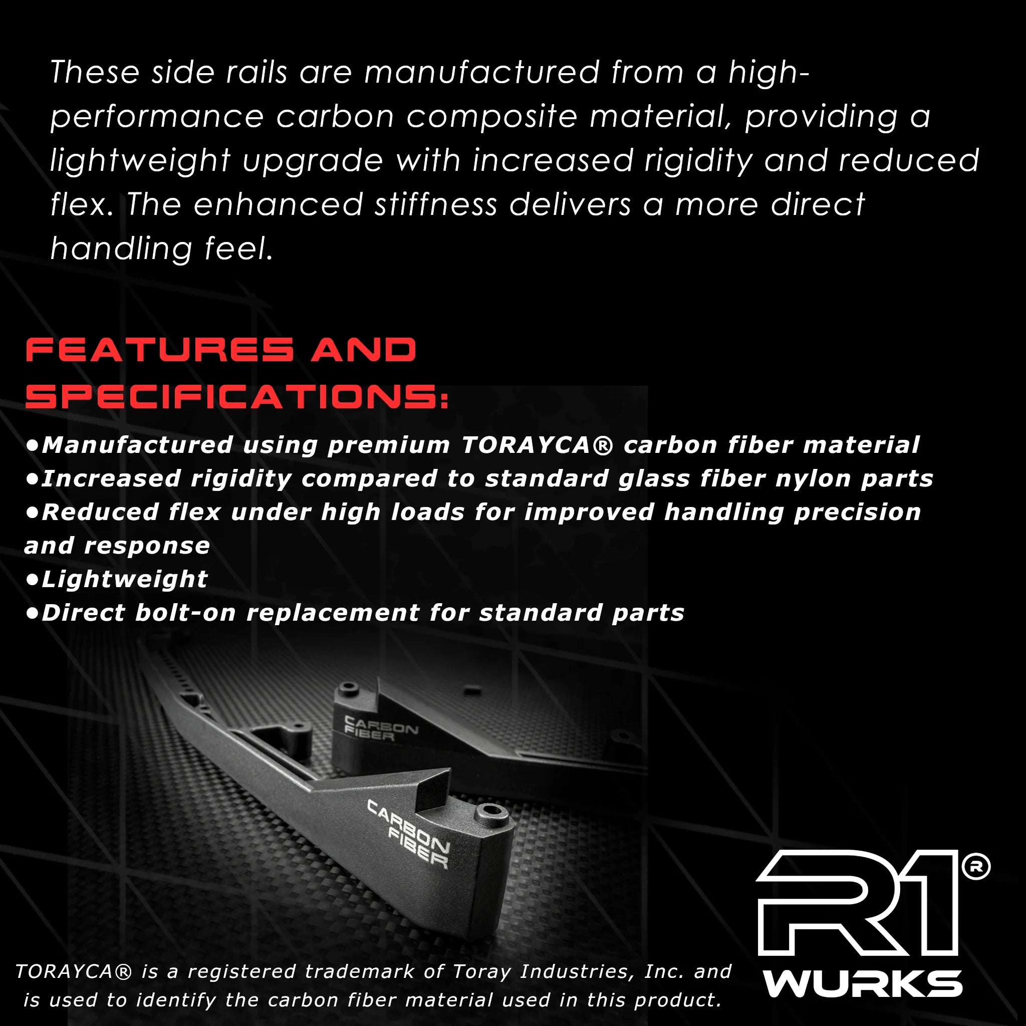 R1 Wurks 920320 R1B Carbon Chassis Side Rails