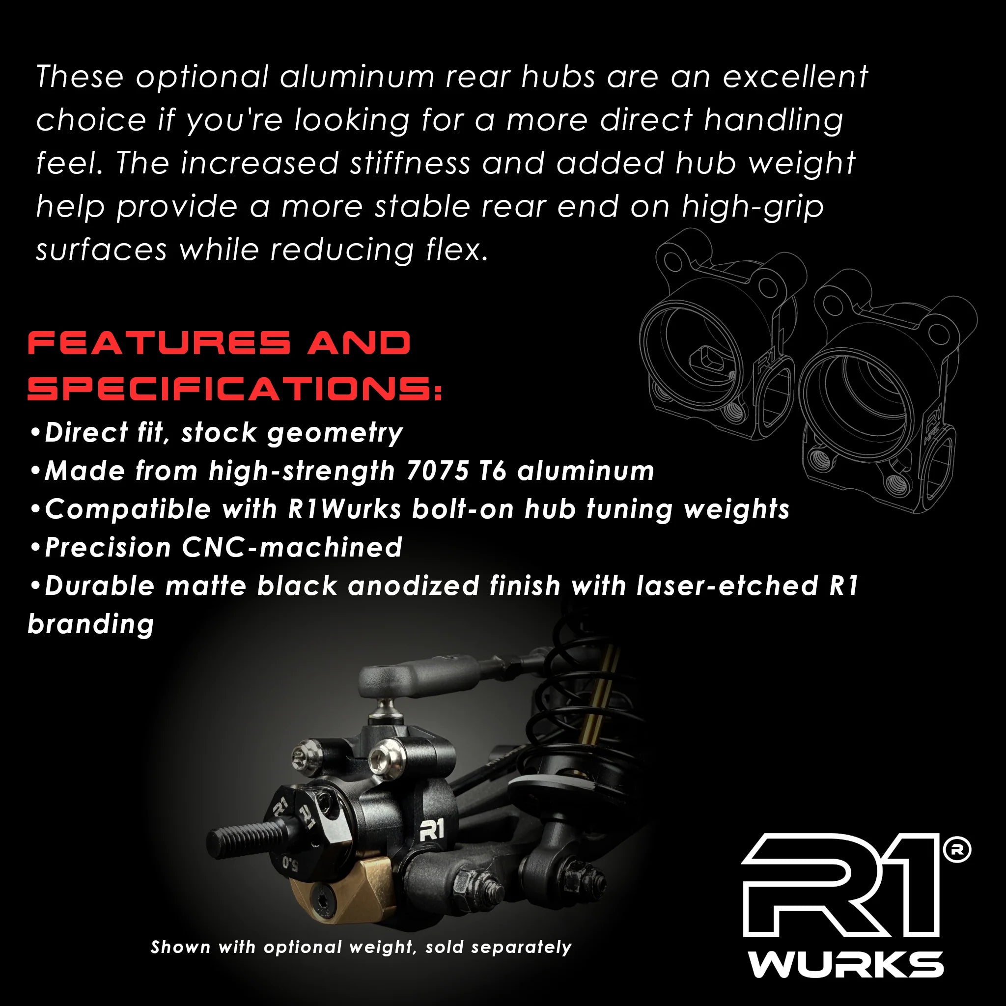 R1 Wurks R1B Aluminum Rear Hub Set