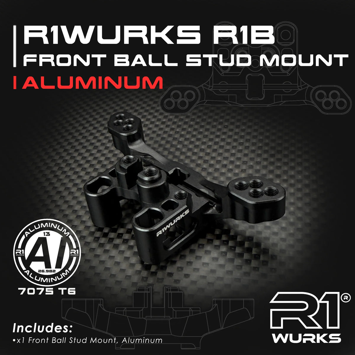 R1 Wurks 920336 R1B Aluminum Front Ball Stud Mount