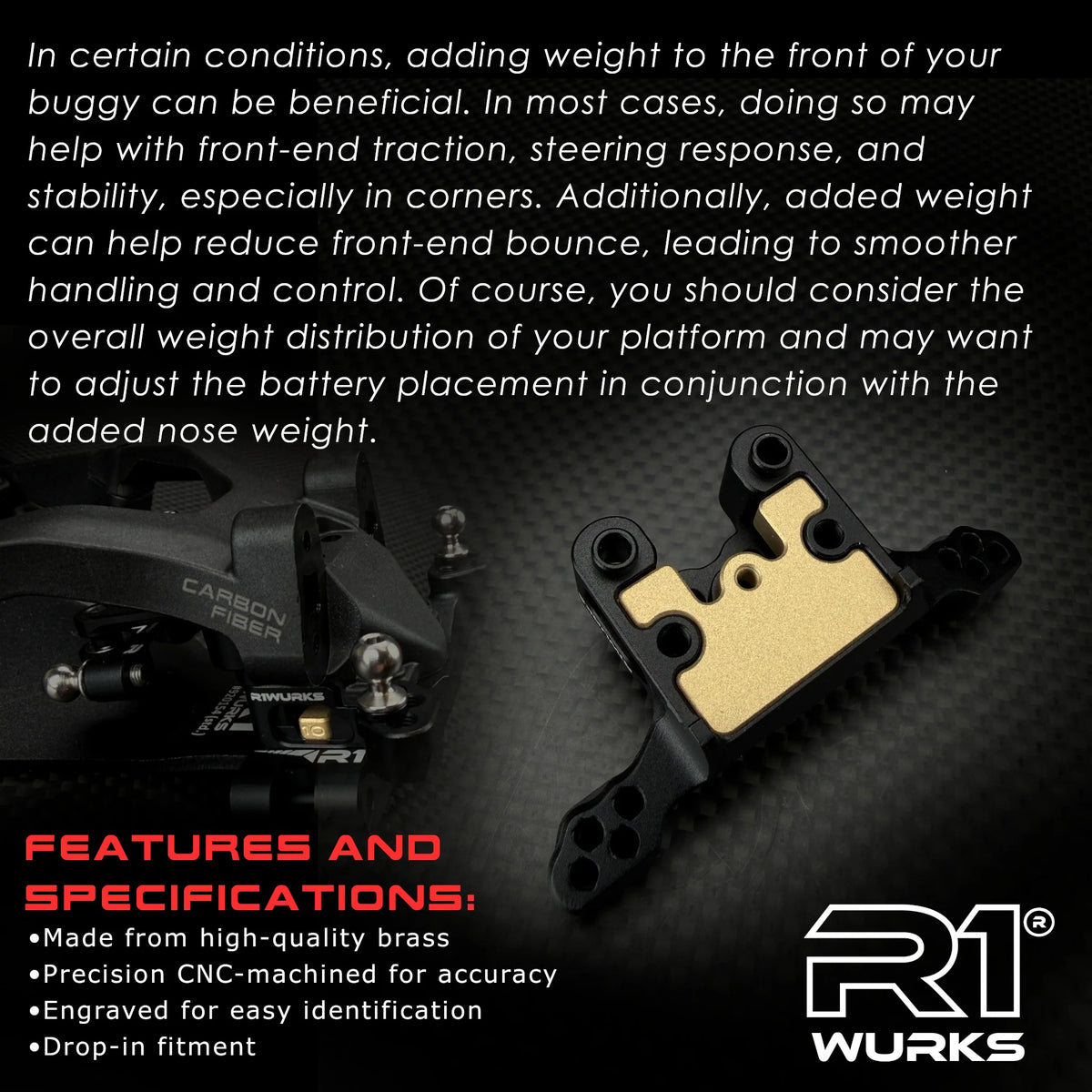 R1 Wurks 920337 R1B Front Ball Stud Mount Weight (10g)