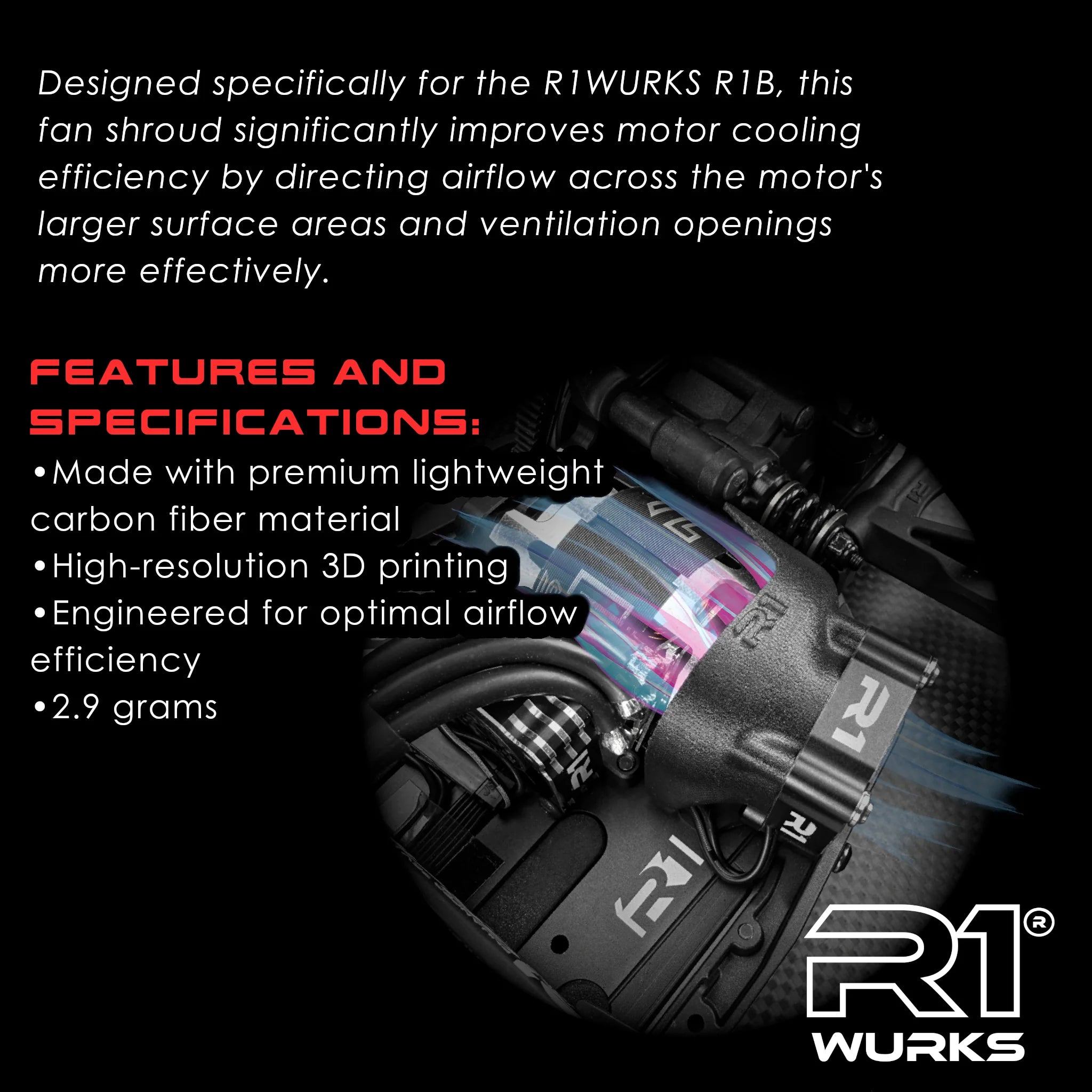 R1 Wurks 920338 R1B Lightweight 30mm Fan Shroud