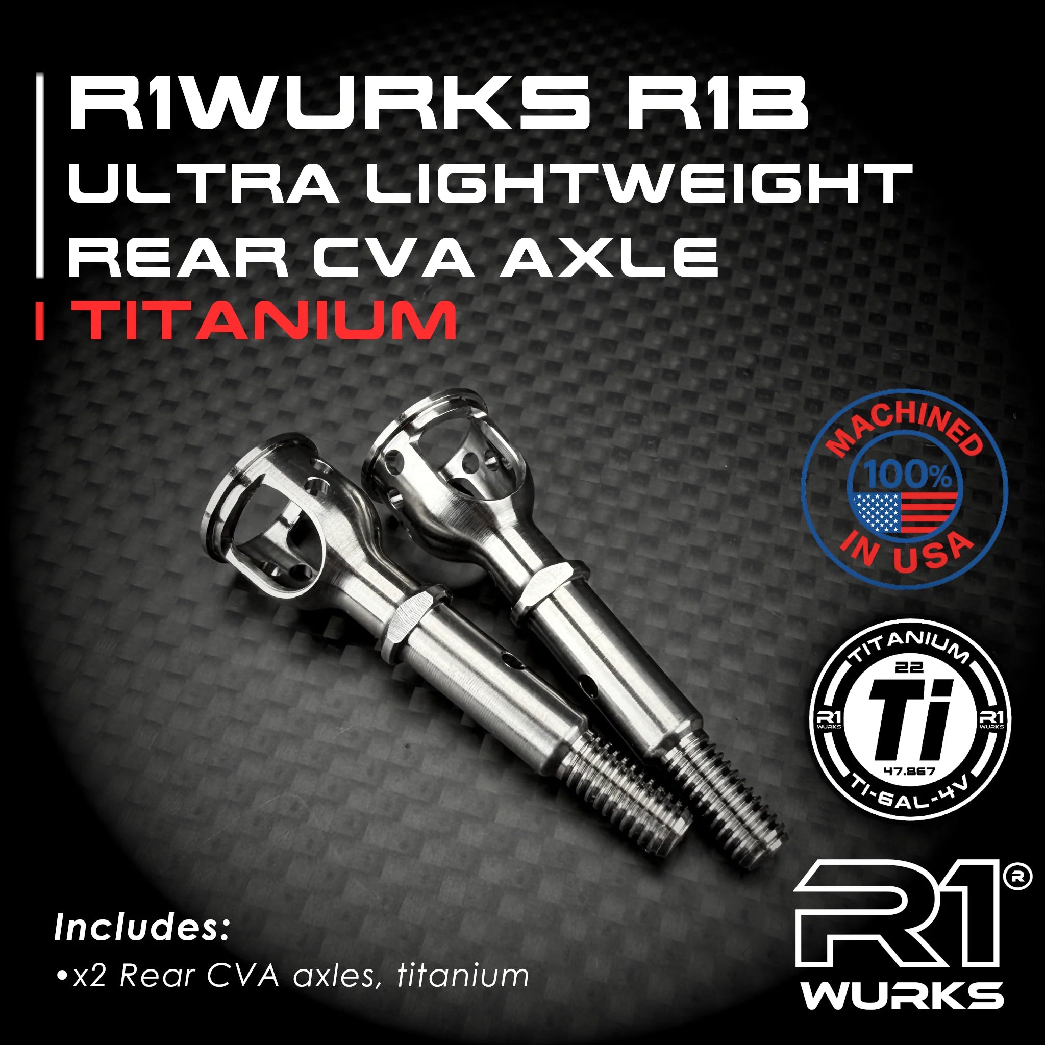 R1 Wurks 920341 R1B Ultra Lightweight Titanium Rear CVA Axle