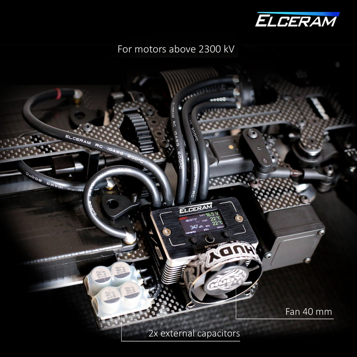 Elceram ELC030 1/8th Nitride 220A Brushless ESC with LCD Display