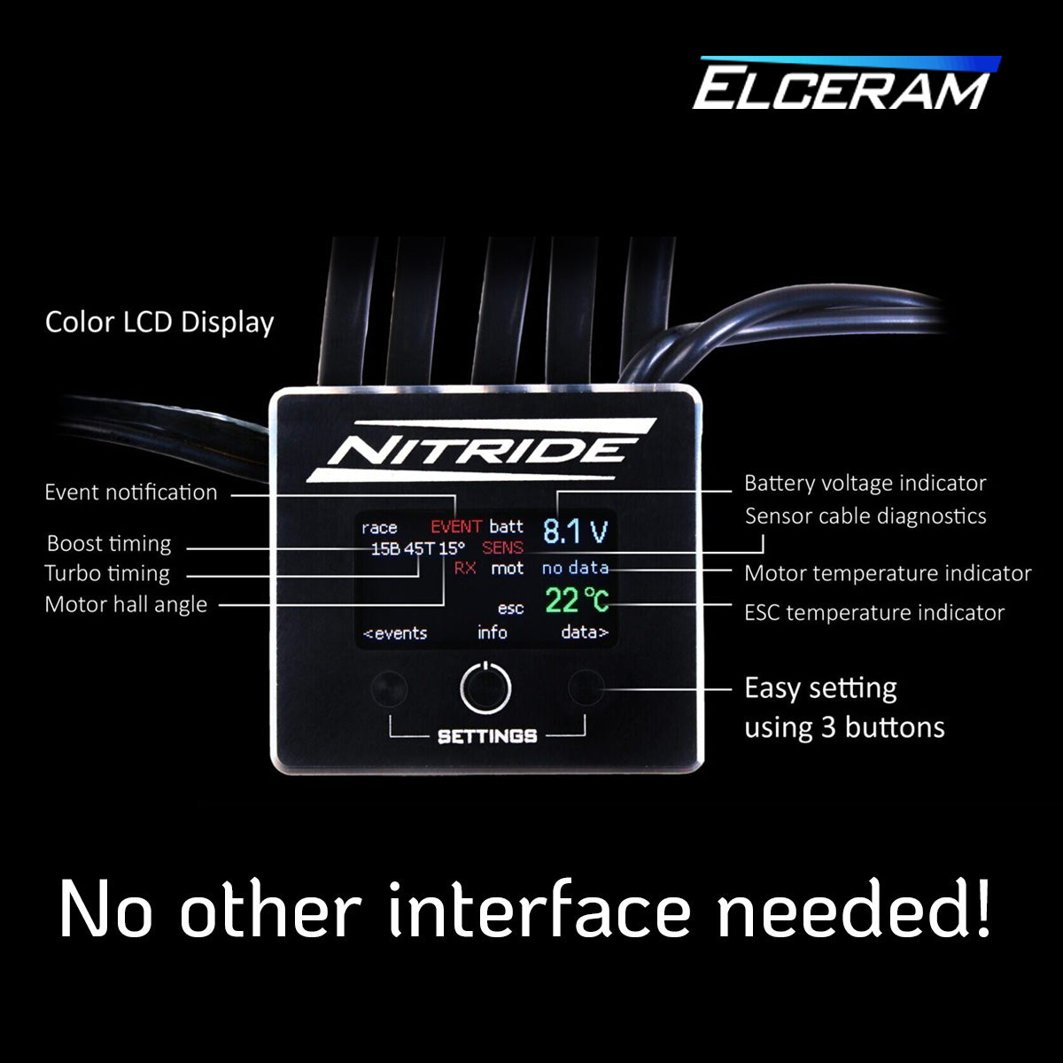 Elceram Nitride 1/10 180A Brushless ESC with LCD Display