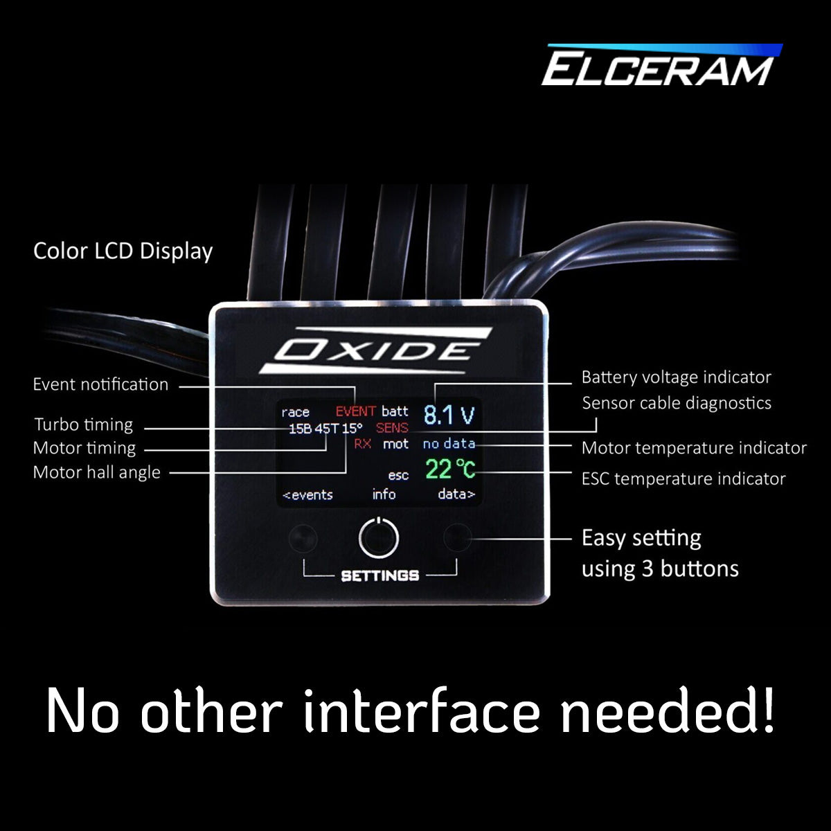 Elceram Oxide 1/10 145A Brushless ESC with LCD Display