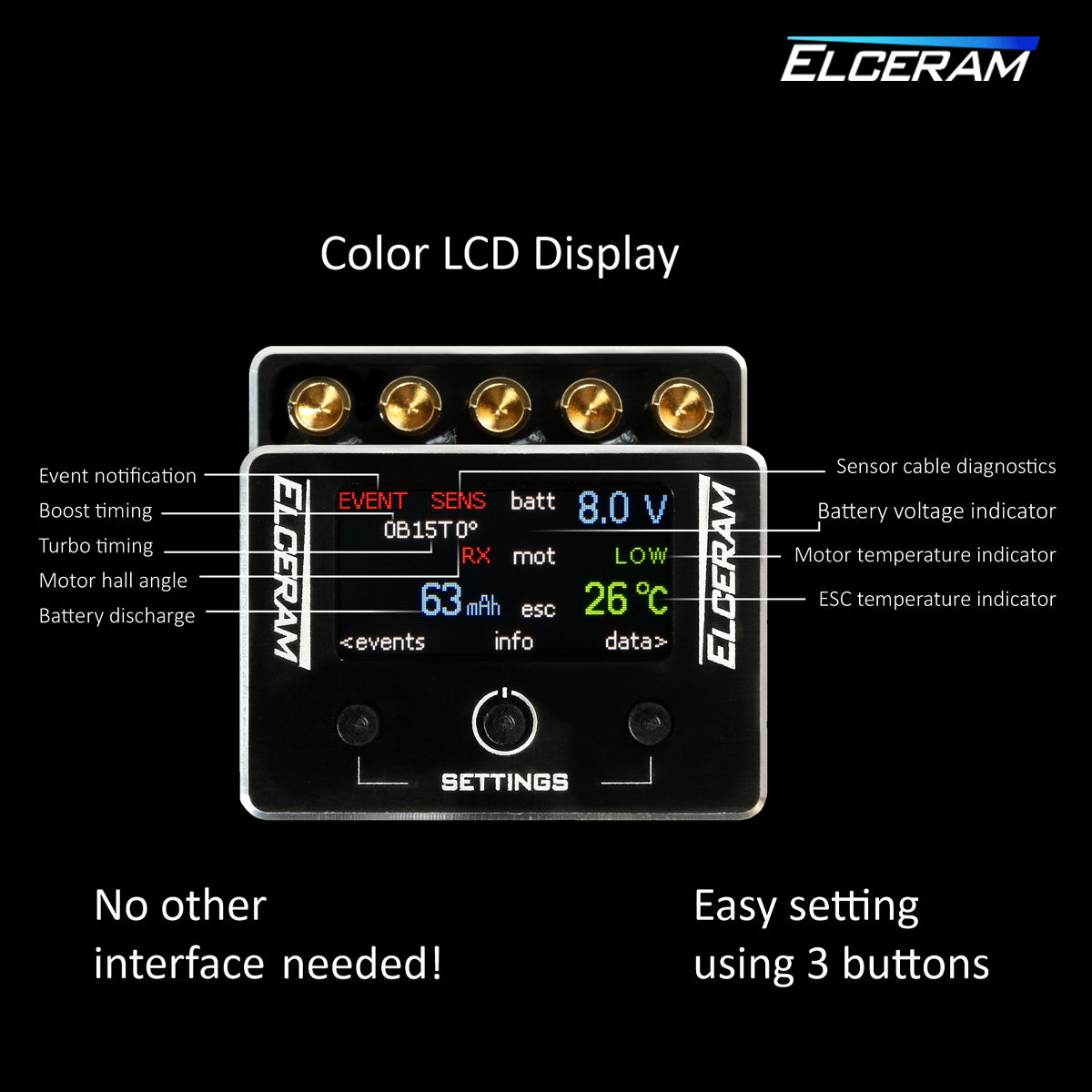 Elceram ELC021 G2 1/10th Oxide Brushless ESC with LCD Display