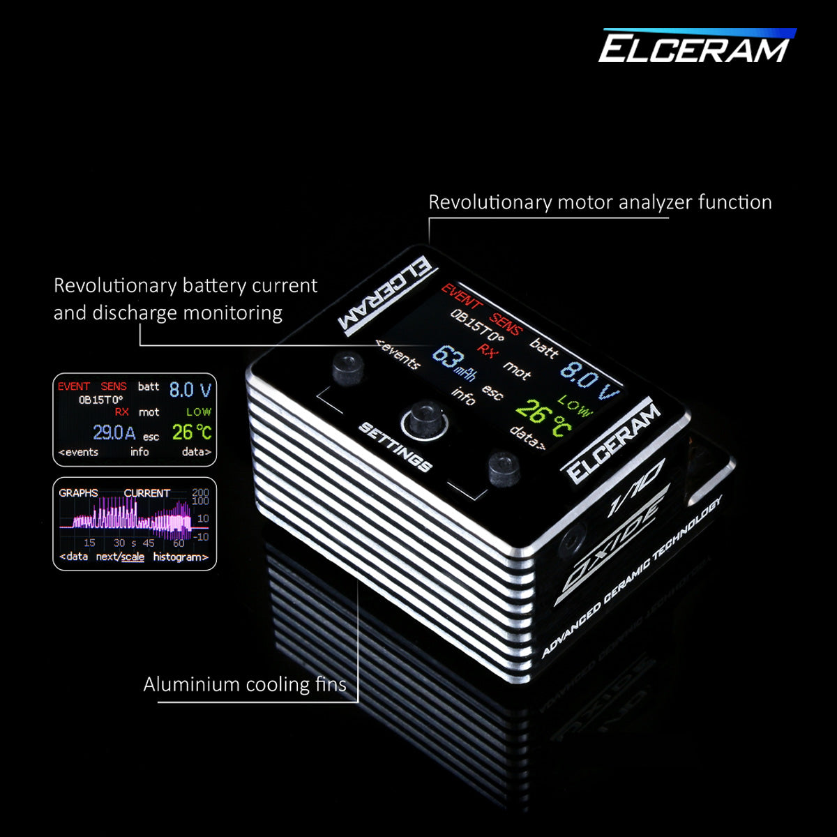 Elceram ELC020 G2 1/10th Nitride Brushless ESC with LCD Display
