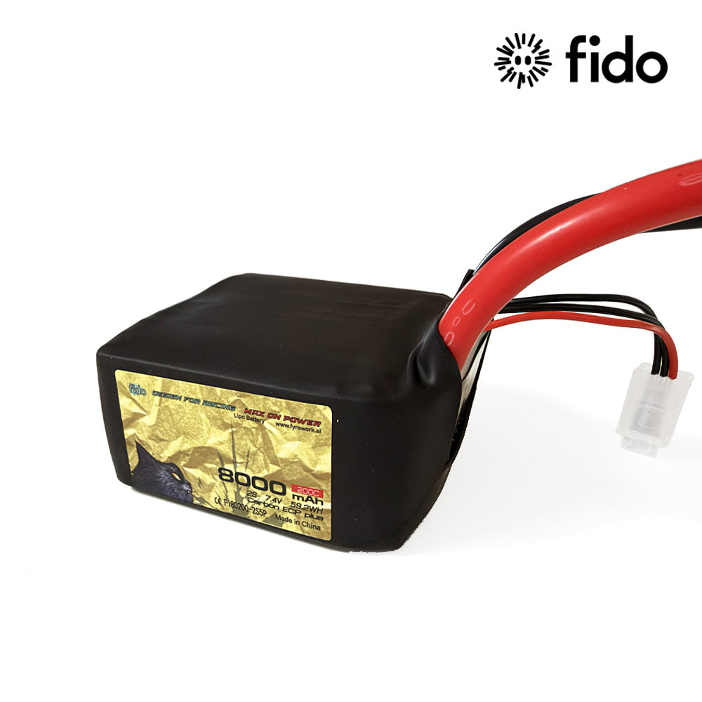 Fido 8000mAh 2S 7.4V 2S5P Drag Lipo Battery