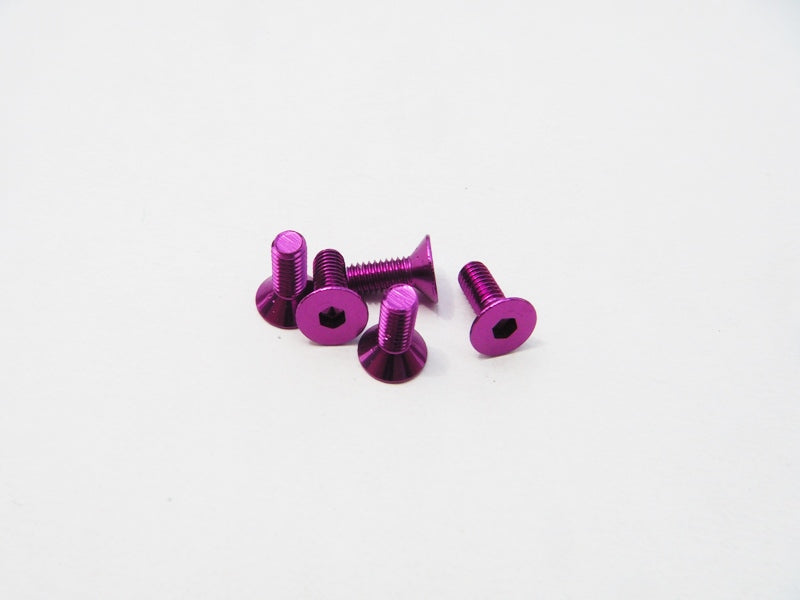 Hiro Seiko Aluminium M3 Hex Flat Head Screw (Purple - 5 pcs)