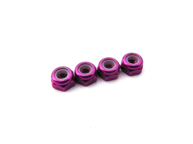 Hiro Seiko 69852 3mm Alloy Nylon Nut S-Size (Purple - 4 pcs)