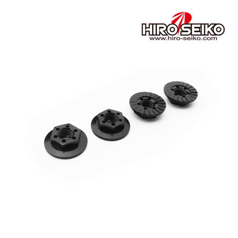 Hiro Seiko 48670 M4 Thin Serrated Alum Wheel Nut - 11mm (Black)