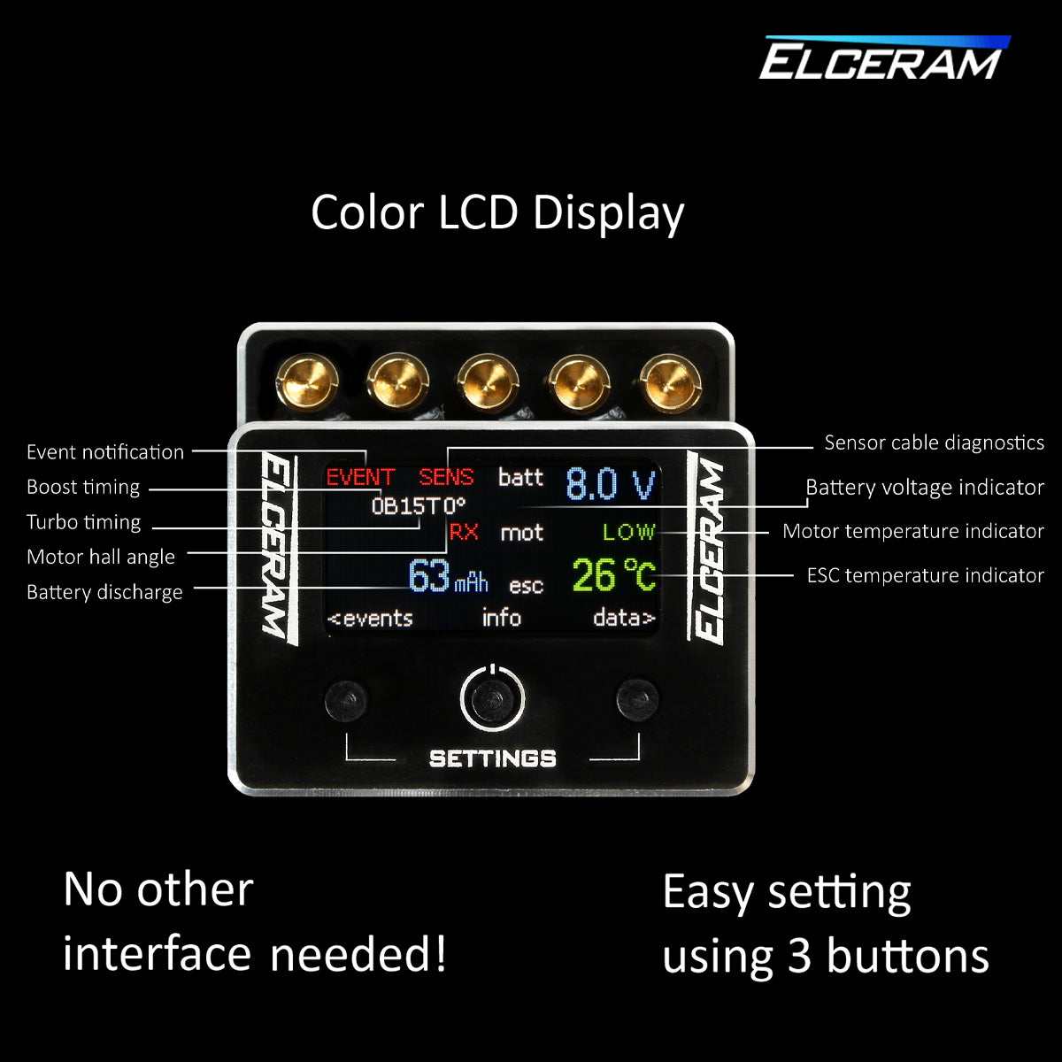 Elceram ELC020 G2 1/10th Nitride Brushless ESC with LCD Display