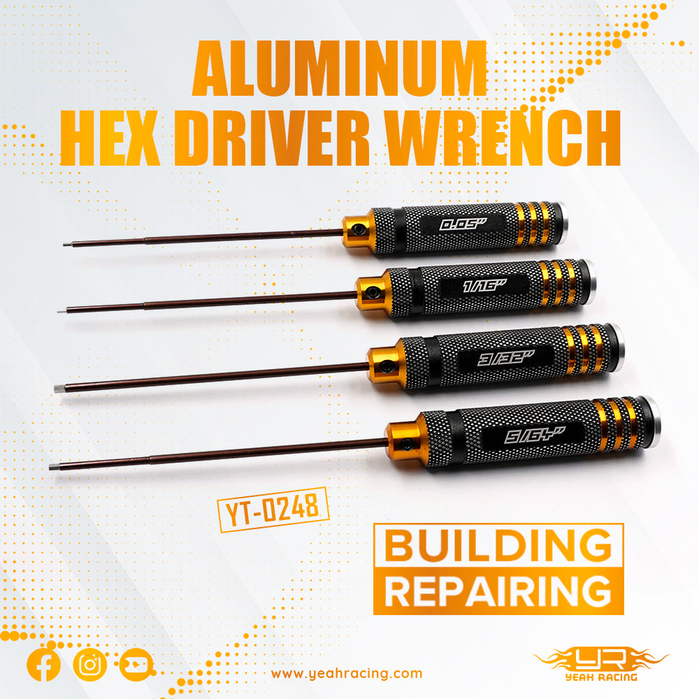 Yeah Racing YT-0248BK/GD Imperial Hex Driver Set 0.05, 1/16, 3/32, 5/64