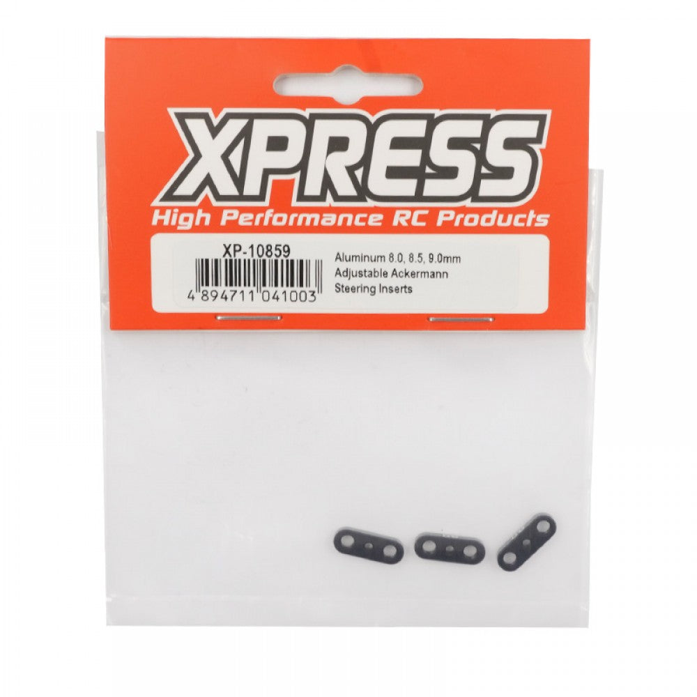 Xpress XP-10859 Aluminum Adjustable Ackermann Steering Inserts - 8.0, 8.5, 9.0mm