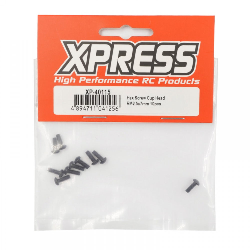 Xpress XP-40115 Hex Screw Cup Head RM2.5x7mm 10pcs