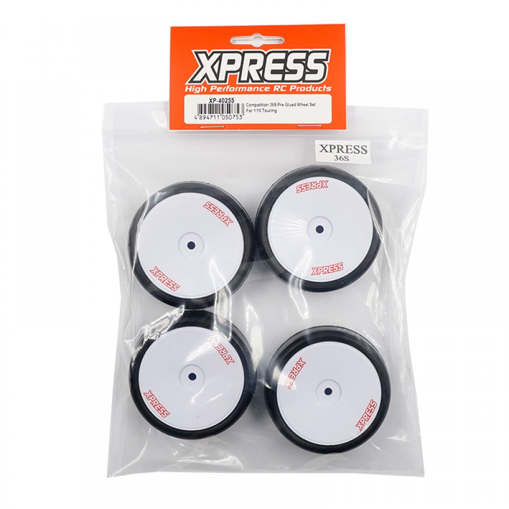 Xpress XP-40255 36S Competition Pre-Glued 1/10th Touring Wheel Set