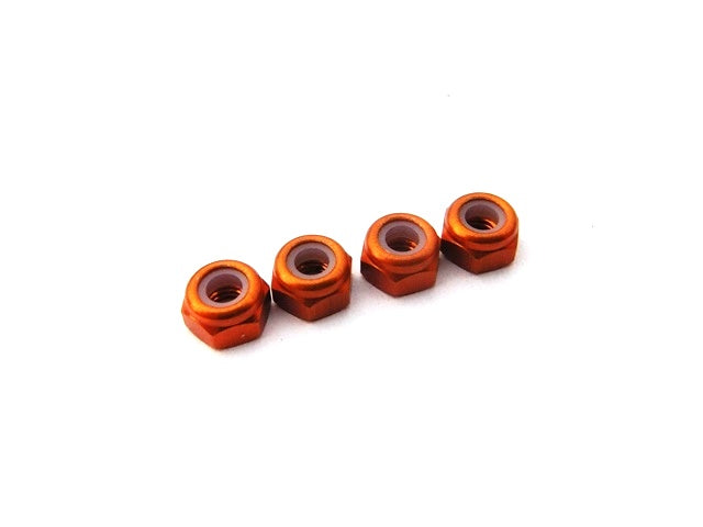 Hiro Seiko 69855 3mm Alloy Nylon Nut S-Size (Orange - 4 pcs)