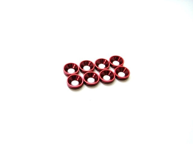Hiro Seiko 69882 3mm Alloy Countersunk Washer S (Red 8 pcs)