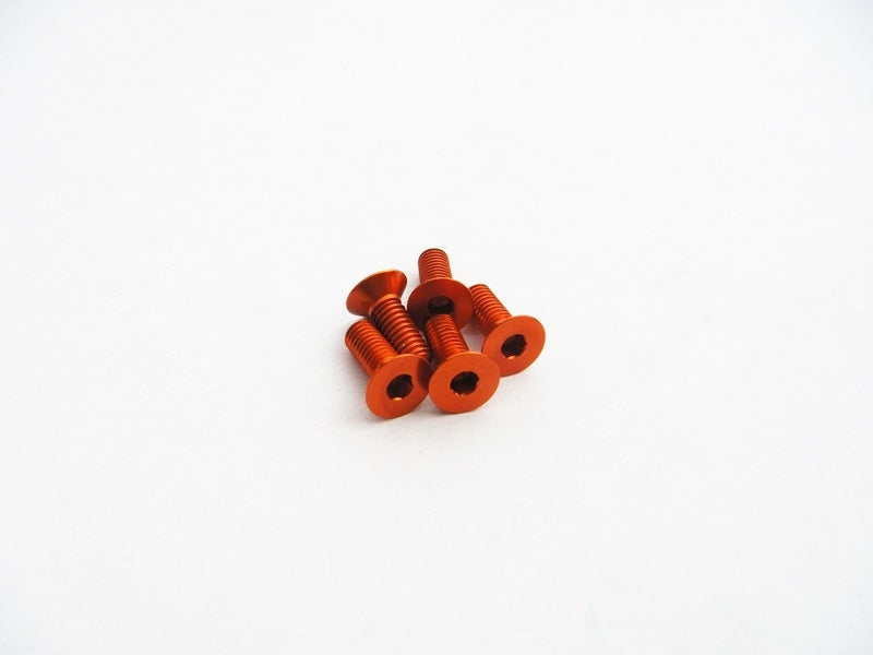 Hiro Seiko Aluminium M3 Hex Flat Head Screw (Orange - 5 pcs)