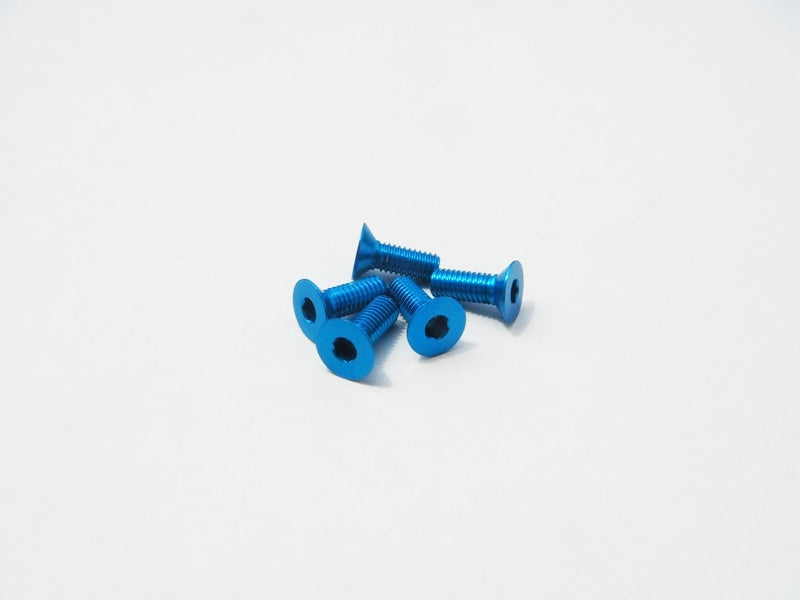 Hiro Seiko Aluminium M3 Hex Flat Head Screw (TRF Blue - 5 pcs)