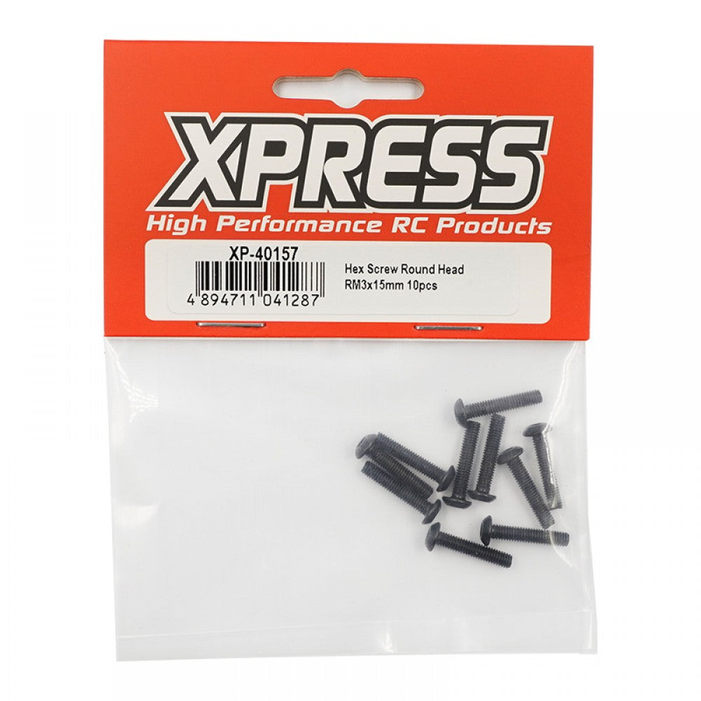 Xpress XP-40157 Hex Screw Round Head M3x15mm 10pcs