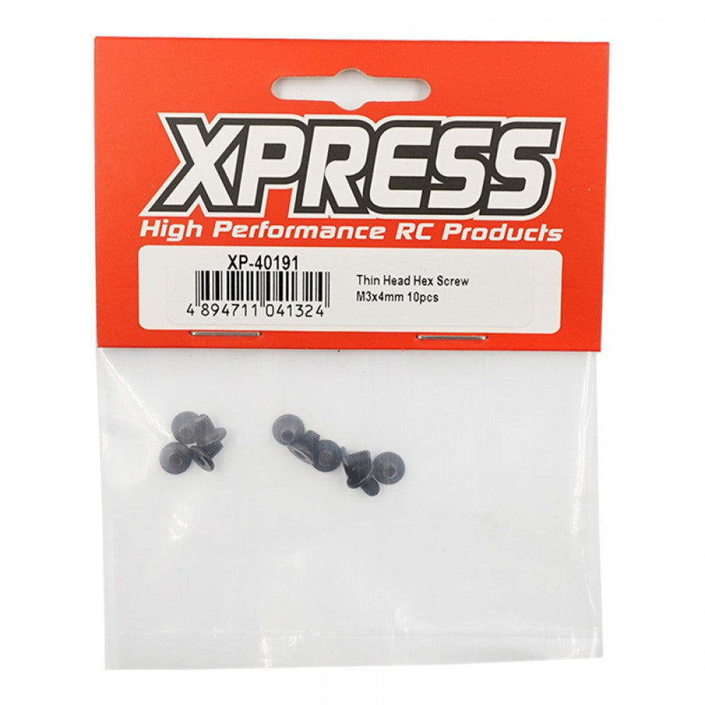 Xpress XP-40191 Hex Screw Thin Button Head M3x4mm 10pcs