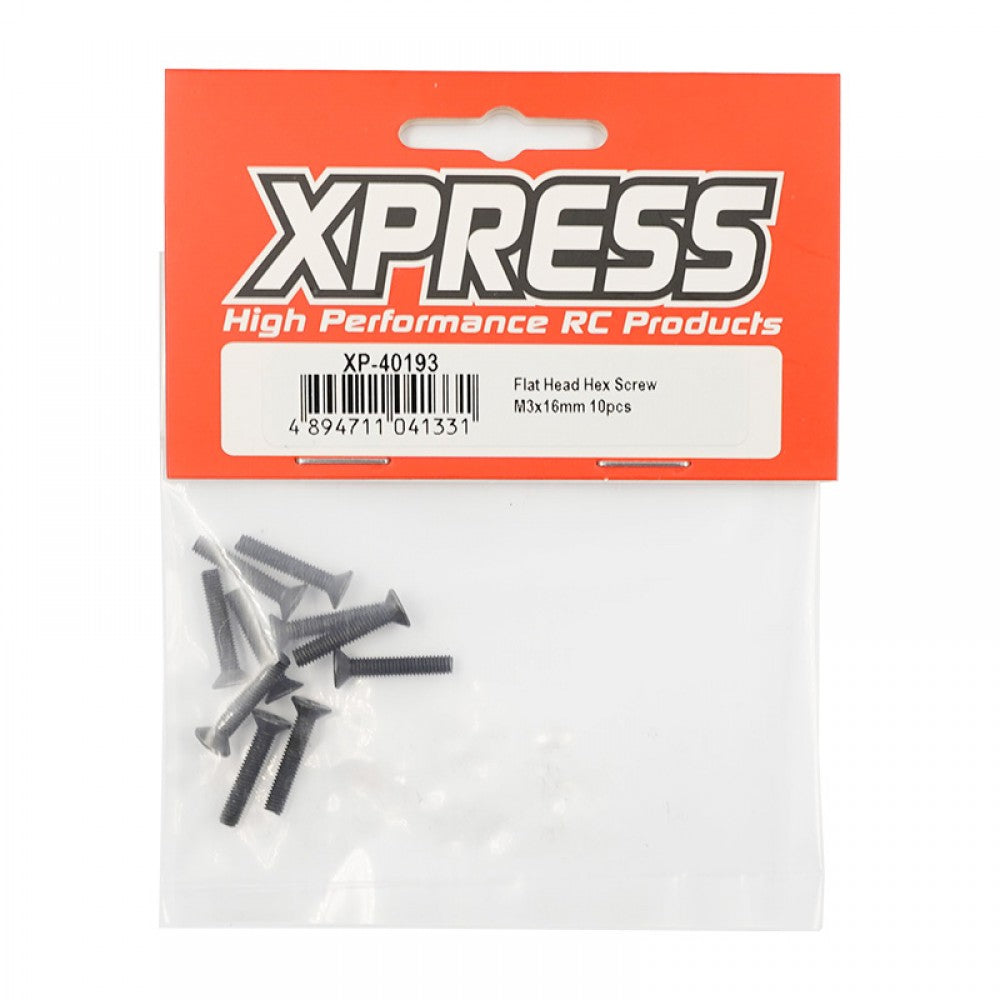 Xpress XP-40193 Hex Screw Flat Head M3x16mm 10pcs